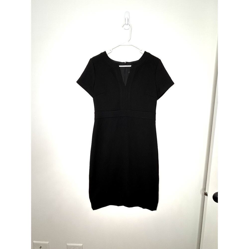 Ann Taylor Sheath Dress Sz 6 Front Slit Stitch Detail Chic Career Sophisticated